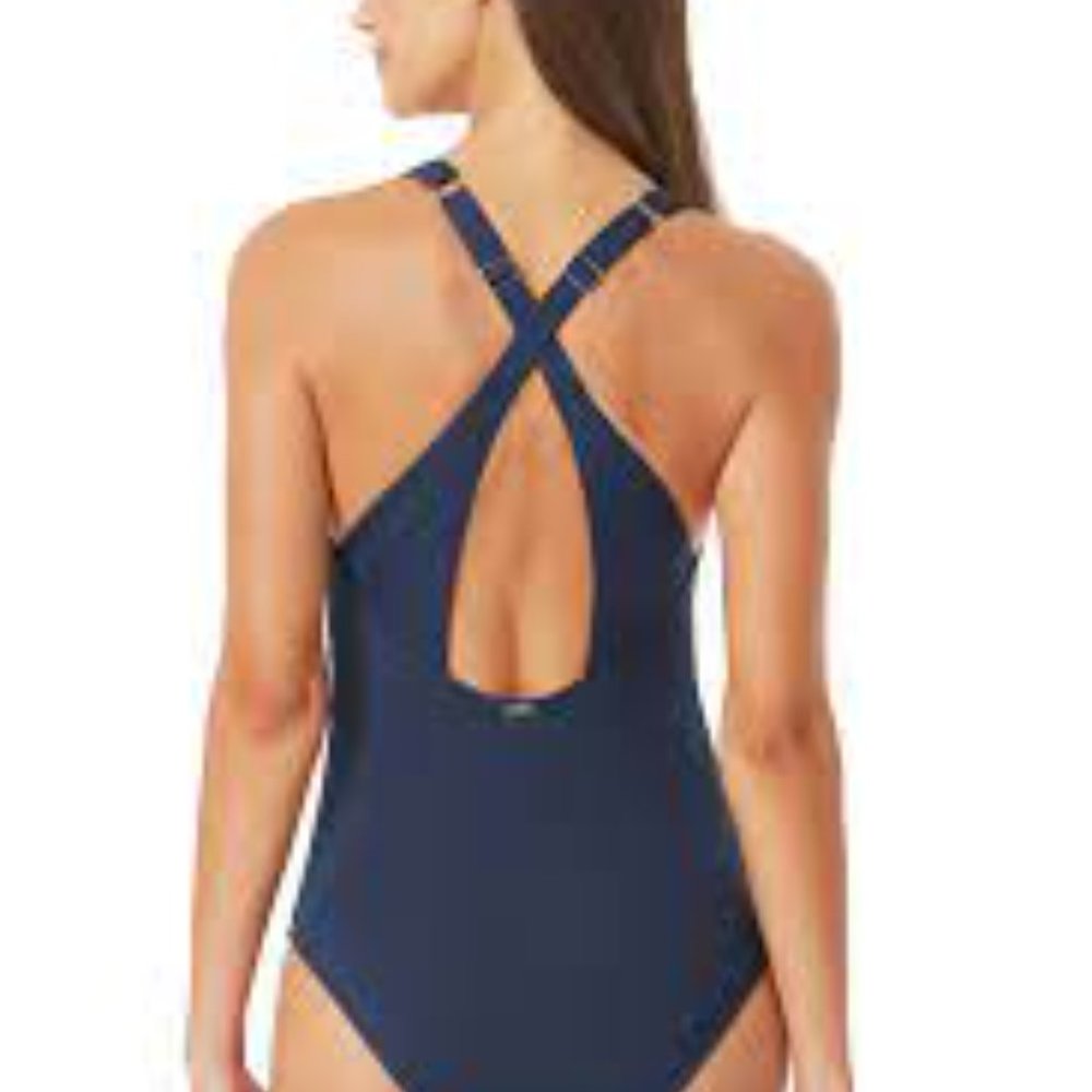 Anne Cole V Neck One Piece Bathing Suit, Size 12 - Picture 7 of 7